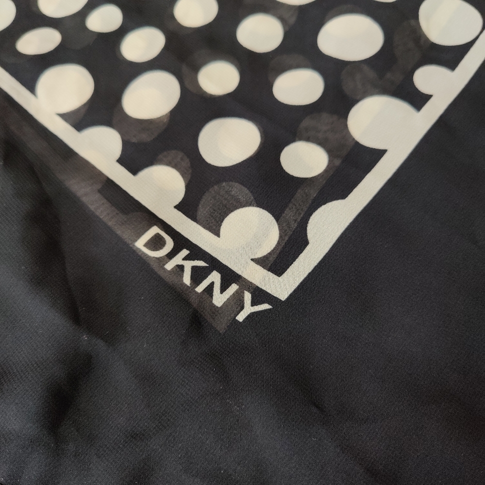 Large Black and White polka dot DKNY shawl scarf